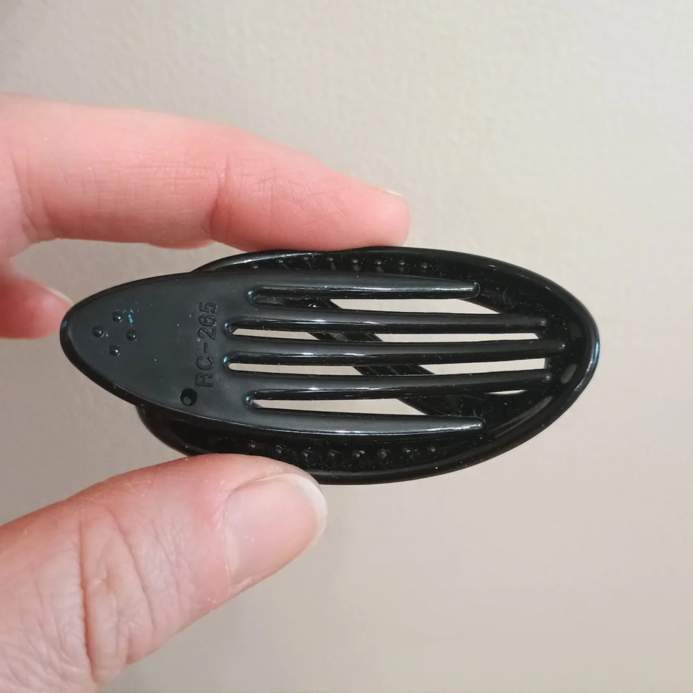 Vintage Set Of Hand Painted Black Plastic Hair Clips Slide Bow - Picture 5 of 6